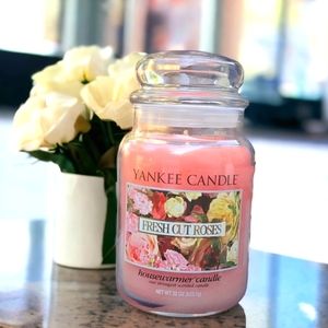 Yankee Candle 22oz. White Label "Fresh Cut Roses" Single Wick Never Used